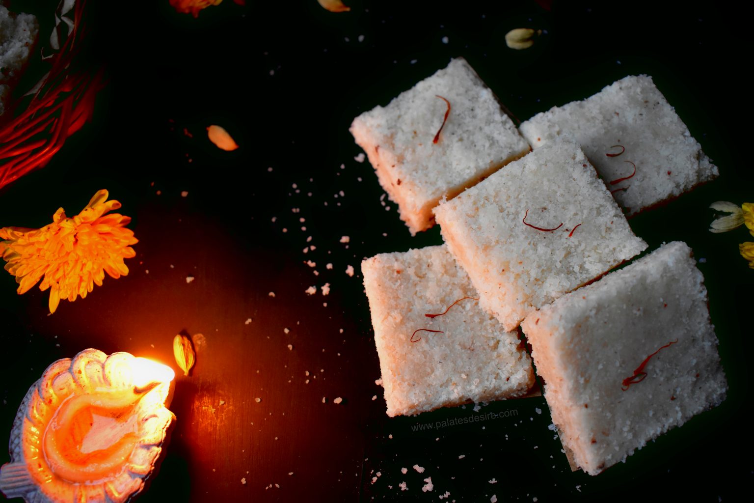 Coconut Burfi recipe , how to make kobbari mithai - Palate's Desire