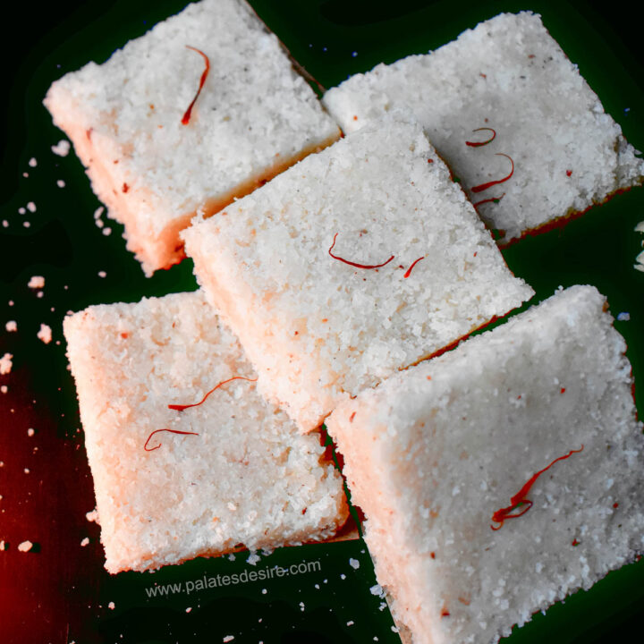 Coconut Burfi recipe , how to make kobbari mithai - Palate's Desire