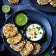 sabudana-vada-with chutney-dahi-and-lemon